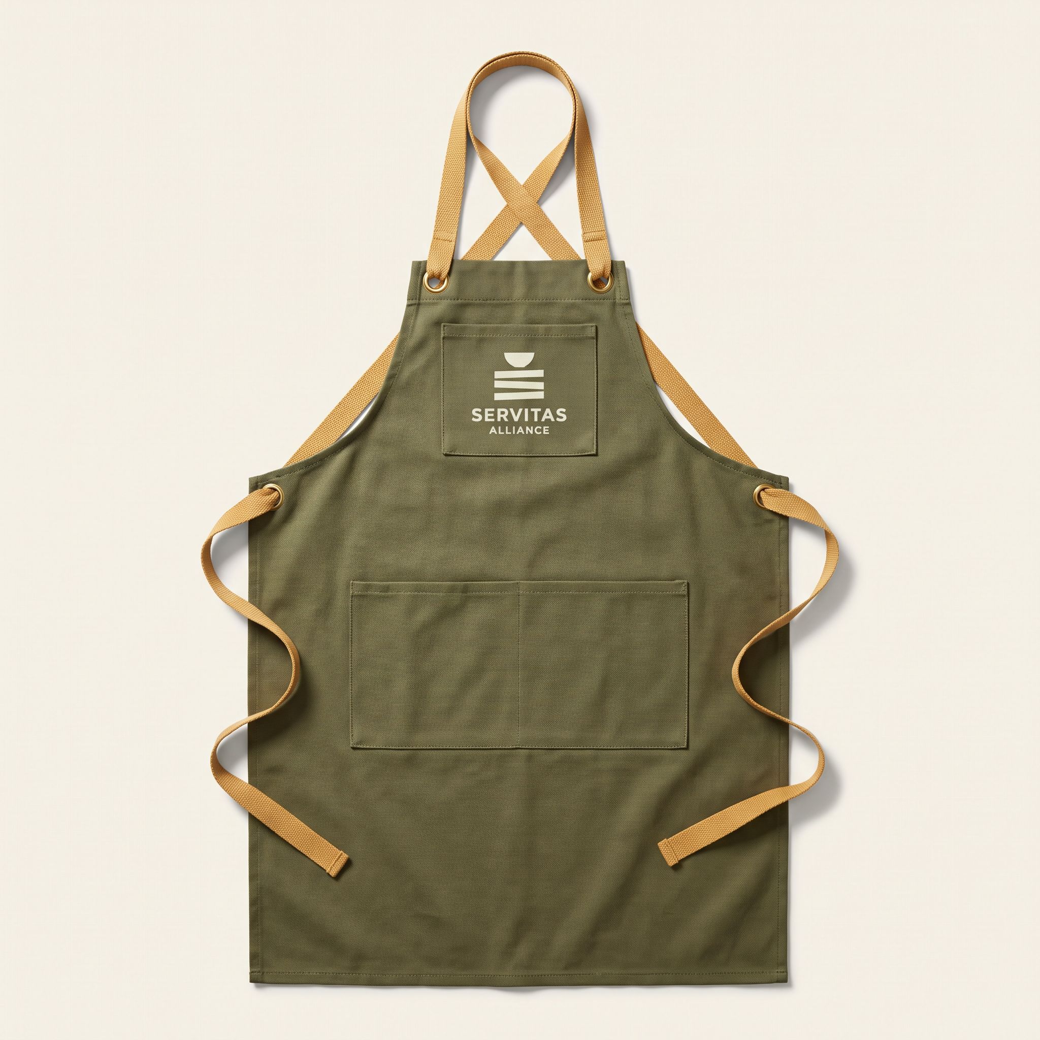 Servitas Kitchen Apron: Full-length canvas apron with cross-back straps and a ladle-width chest pocket.